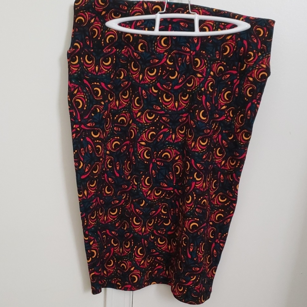 Lularoe Cassie pencil skirt size L rare owl design